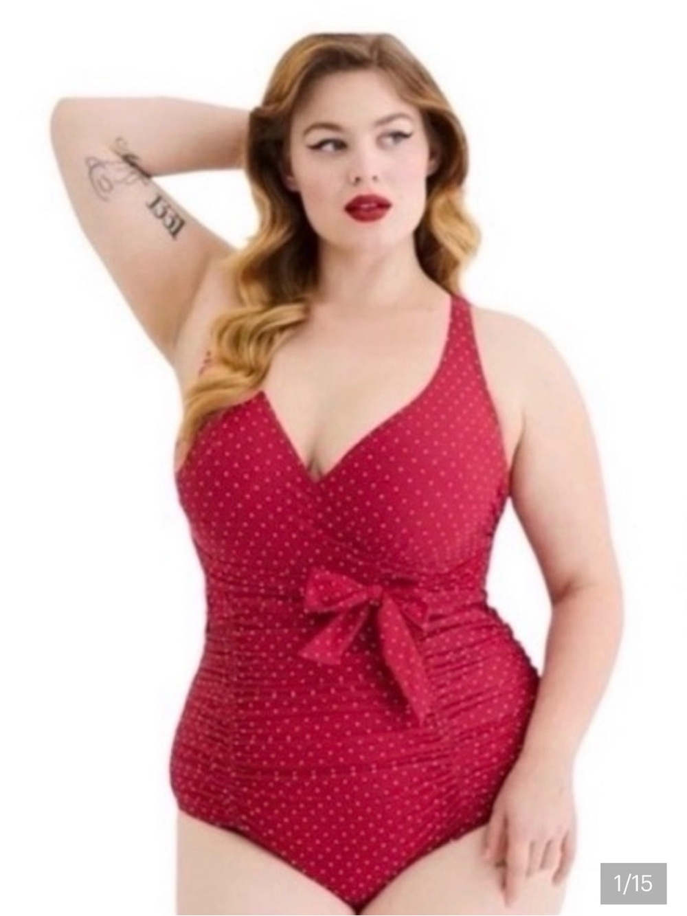 torrid Red Polka Dot One-Piece Swimsuit with Waist Tie